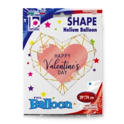 Balon foliowy serce geometryczny Happy Valentines Day 29 cali 73 cm