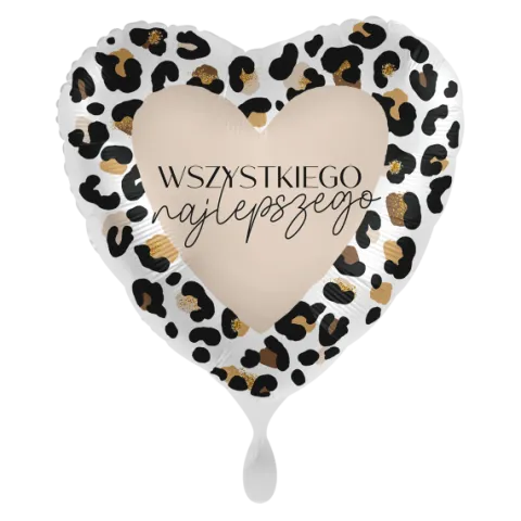 Balon foliowy serce w cętki Go Wild Wszystkiego Najlepszego 18 cali