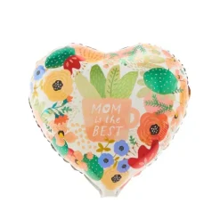 Balon foliowy serce z kwiatami Mum is the Best Dzień Matki 45 cm