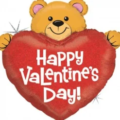 Balon foliowy serce z misiem Happy Valentines Day 37 cali