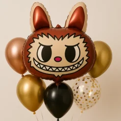 Balon foliowy w kształcie LABUBU brązowa głowa 68x48 cm