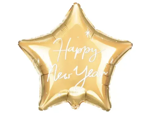 Balon foliowy ZŁOTY gwiazdka Happy New Year SYLWESTER 19"