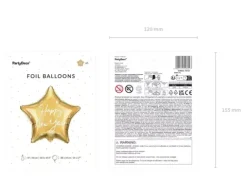 Balon foliowy ZŁOTY gwiazdka Happy New Year SYLWESTER 19