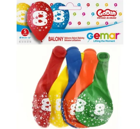Balon Gemar 12 cali 1 sztuka cyfra 8