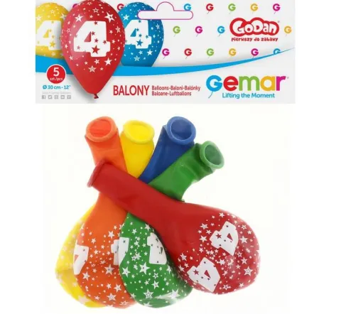 Balon Gemar 12 cali 1 sztuka cyfra 4