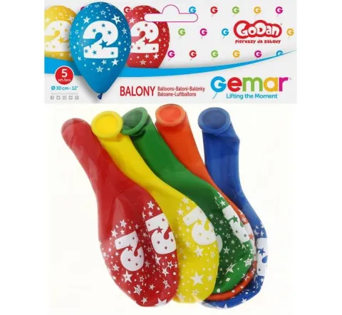 Balon Gemar 12 cali 1 sztuka cyfra 2