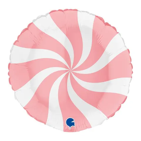 Balon Grabo 18'' Round Swirly White Matte Pink
