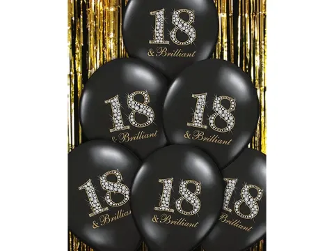Balon gumowy 18 urodziny czarny mat 12 cali 30 cm 1 szt.