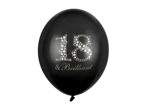Balon gumowy 18 urodziny czarny mat 12 cali 30 cm 1 szt.