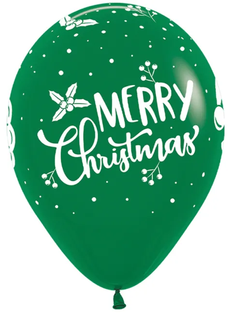 Balon gumowy świąteczny Merry Christmas z Mikołajem Sempertex 12 cali 1 szt.