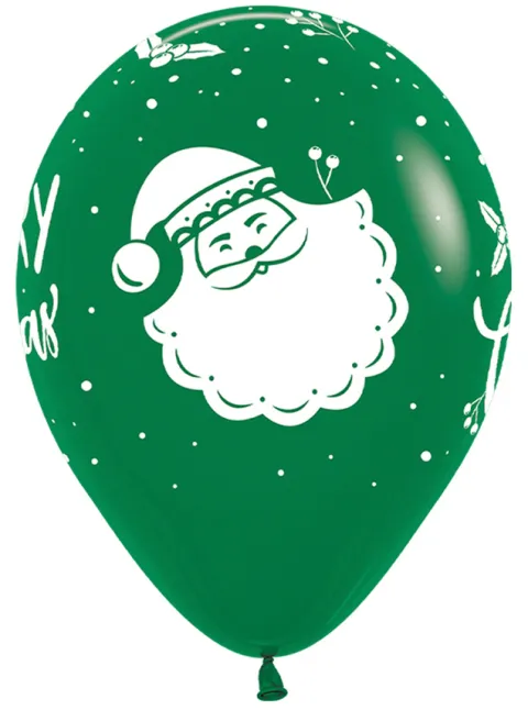 Balon gumowy świąteczny Merry Christmas z Mikołajem Sempertex 12 cali 1 szt.