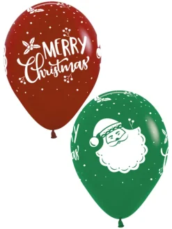 Balon gumowy świąteczny Merry Christmas z Mikołajem Sempertex 12 cali 1 szt.