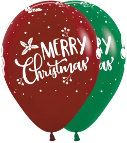 Balon gumowy świąteczny Merry Christmas z Mikołajem Sempertex 12 cali 1 szt.