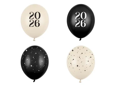 Balon Happy New Year 2026 mix 1szt. Sylwester