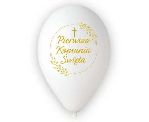 Balon Komunia Święta złoty nadruk kłosy 12 cali 25 szt.