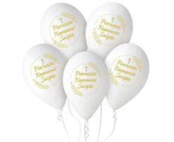 Balon Komunia Święta złoty nadruk kłosy 12 cali 25 szt.