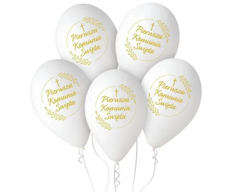 Balon Komunia Święta złoty nadruk kłosy 12 cali 25 szt.
