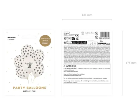 Balon lateksowy pastelowy Happy 18 1 sztuka 12 cali 30 cm Pastel Off-white z nadrukiem