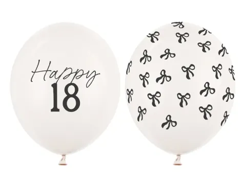 Balon lateksowy pastelowy Happy 18 1 sztuka 12 cali 30 cm Pastel Off-white z nadrukiem