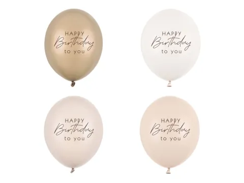 Balon lateksowy pastelowy Happy Birthday 1 sztuka 12 cali 30 cm beżowy mix
