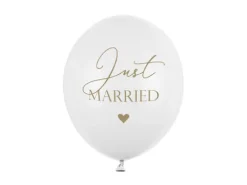 Balon lateksowy z nadrukiem Just MARRIED ślubne 1 szt.