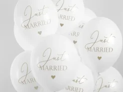 Balon lateksowy z nadrukiem Just MARRIED ślubne 1 szt.