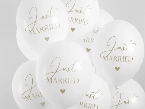 Balon lateksowy z nadrukiem Just MARRIED ślubne 1 szt.