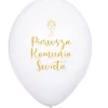 Balon Pierwsza Komunia Święta biały balon złoty nadruk 1 szt.