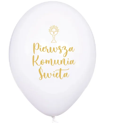 Balon Pierwsza Komunia Święta biały balon złoty nadruk 1 szt.