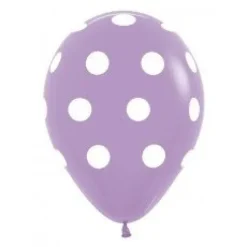 Balon Sempertex Fioletowy w białe Kropki 12'' 1 szt