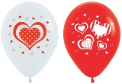 Balon Sempertex Serca w kropki na Walentynki 12'' 1 szt.