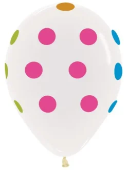 Balon Sempertex Transparentny w Neonowe Kropki 12'' 1 szt