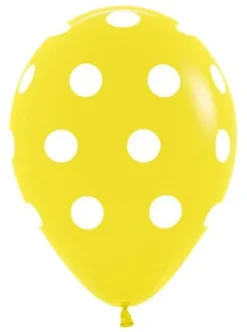 Balon Sempertex Żółty w białe Kropki 12'' 1 szt