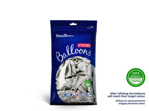 Balon Strong Metallic jednokolorowy 5" 100 szt. Metallic Silver Snow
