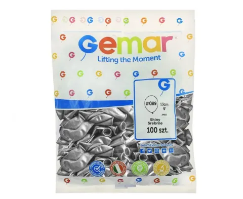 Balony Chrome Shiny 5 cali Gemar SREBRNE 100 szt.