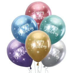 Balony chromowane Happy Birthday CHROME 12 cali 6 sztuk mix