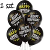Balony Czarne Happy Birthday 12 cali 1 szt.