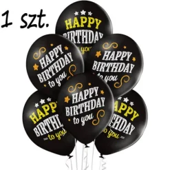 Balony Czarne Happy Birthday 12 cali 1 szt.