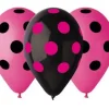 Balony Gemar 12 cali 5 szt Grochy różowo - czarne