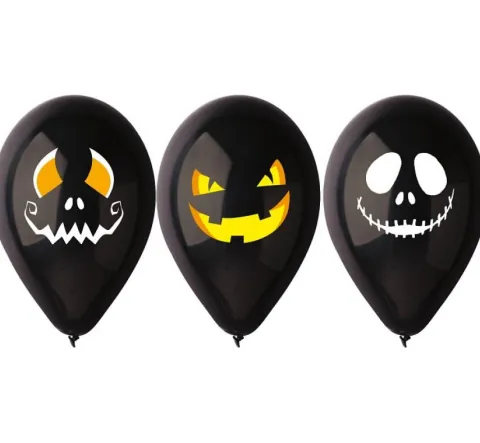 Balony Gemar 12 cali 3 szt. Halloweenowe Twarze