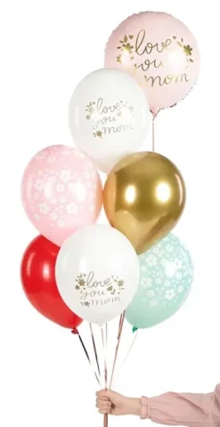 Balony gumowe dla Mamy Love You Mom 12 cali 30 cm 1 szt. Mix kolorów
