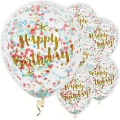 Balony gumowe Happy Birthday z kolorowym konfetti 12'' 3 szt.