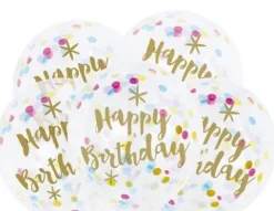 Balony gumowe Happy Birthday z kolorowym konfetti 12'' 3 szt.