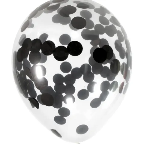 Balony gumowe z czarnym konfetti 30 cm 4 szt.
