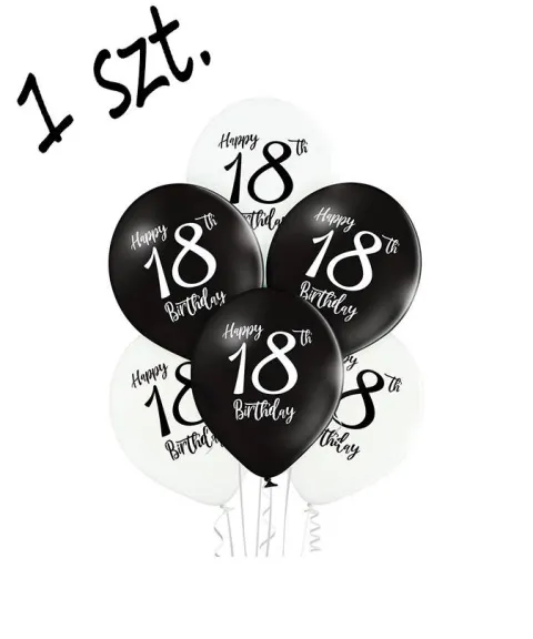 Balony Happy 18th Birthday Osiemnastka 12 cali 1 szt.
