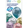 Balony lateksowe Happy Birthday kropki chrome 6 szt. mix