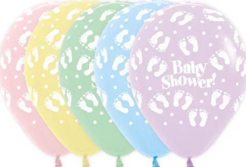 Balony Sempertex Baby Shower Stópki 12'' 50 szt Mix kolorów