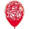 Balony Sempertex Podwójne Serca 12'' 12 szt Mix biało-czerwony