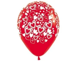 Balony Sempertex Podwójne Serca 12'' 12 szt Mix biało-czerwony