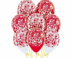 Balony Sempertex Podwójne Serca 12'' 12 szt Mix biało-czerwony